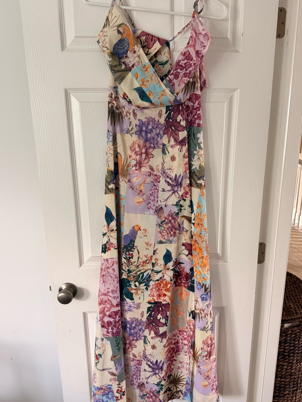 Floral Patchwork Maxi Dress in Cream and Pastels